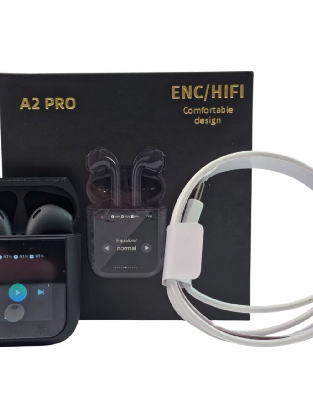 A2 PRO Wireless Earbuds ENC HIFI Black Display Charging Case New